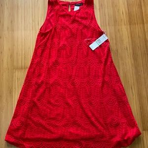 Sharagano Red dress with lace overlay.  New with Tags. Size 8